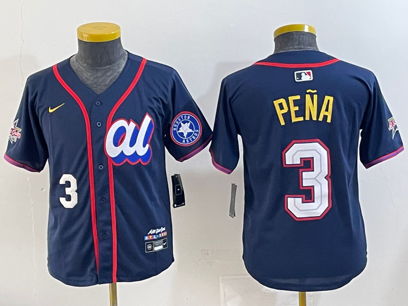 Youth 2025 Houston Astros #3 Pena Drak Blue All star Nike MLB Jersey style 016->youth mlb jersey->Youth Jersey